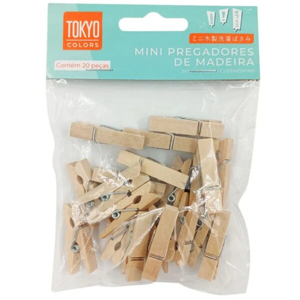 Jogo de Mini Pregadores 20 Peças Madeira Tokyo Design