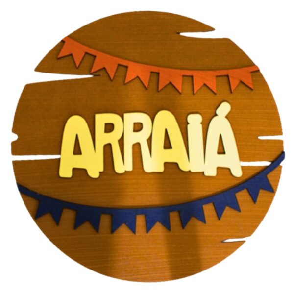 Placa Redonda MDF Tabaco Festa Junina Arraiá 30cm Nº 1