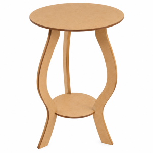 Mesa auxiliar redonda de MDF natural