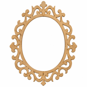 Moldura Oval Ornamental em MDF Madeira