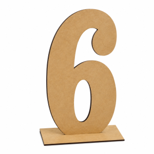 Número 6 em MDF sobre base