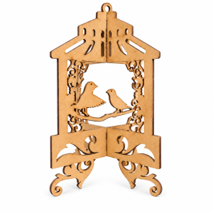 Ornamento MDF com pássaros e arabescos (1)