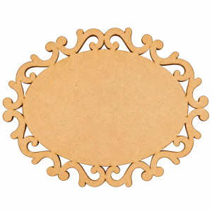 Placa Oval de MDF Entalhado