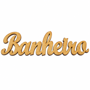 Placa de Madeira “Banheiro” em Cursiva