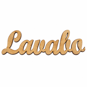 Placa de madeira “Lavabo” cursiva