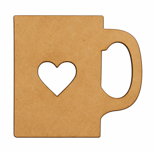 Recorte de MDF em Forma de Caneca com Coração