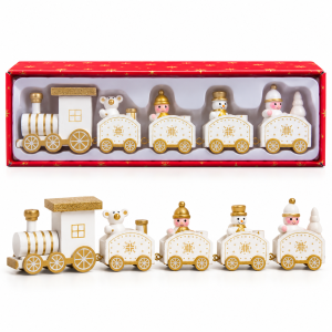 Trem Natal Branco e Dourado em Duas Vistas