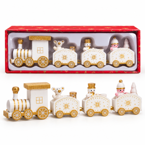 Trem Natal Branco e Dourado