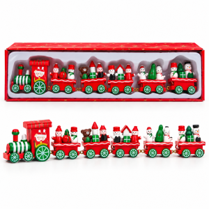Trem Natal de Madeira em Caixa Vermelha